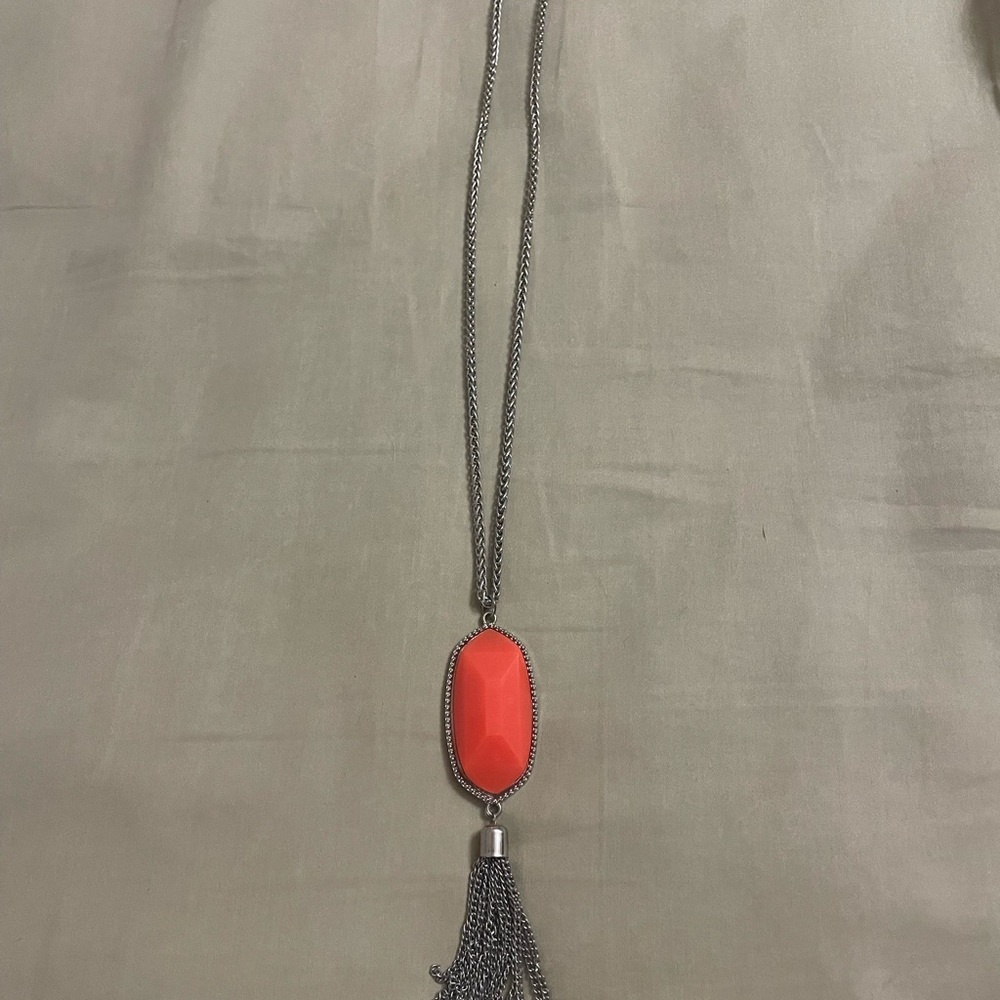 Elegant Silver and Coral Pendant Necklace